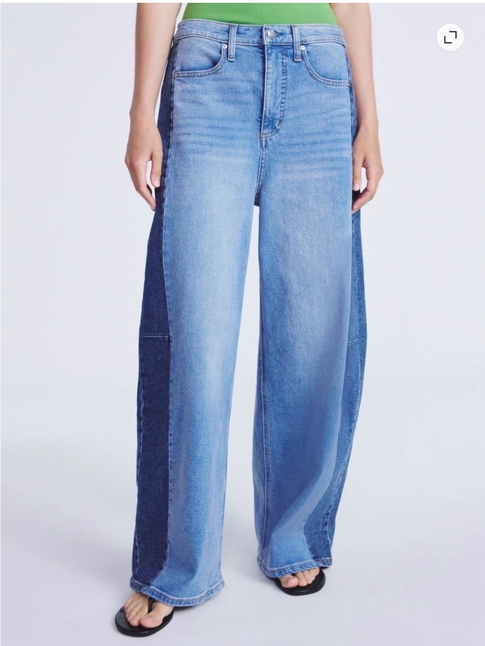 Scoop two toned barrel jeans 0
